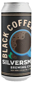 Black Coffee Lager can with transparent background.